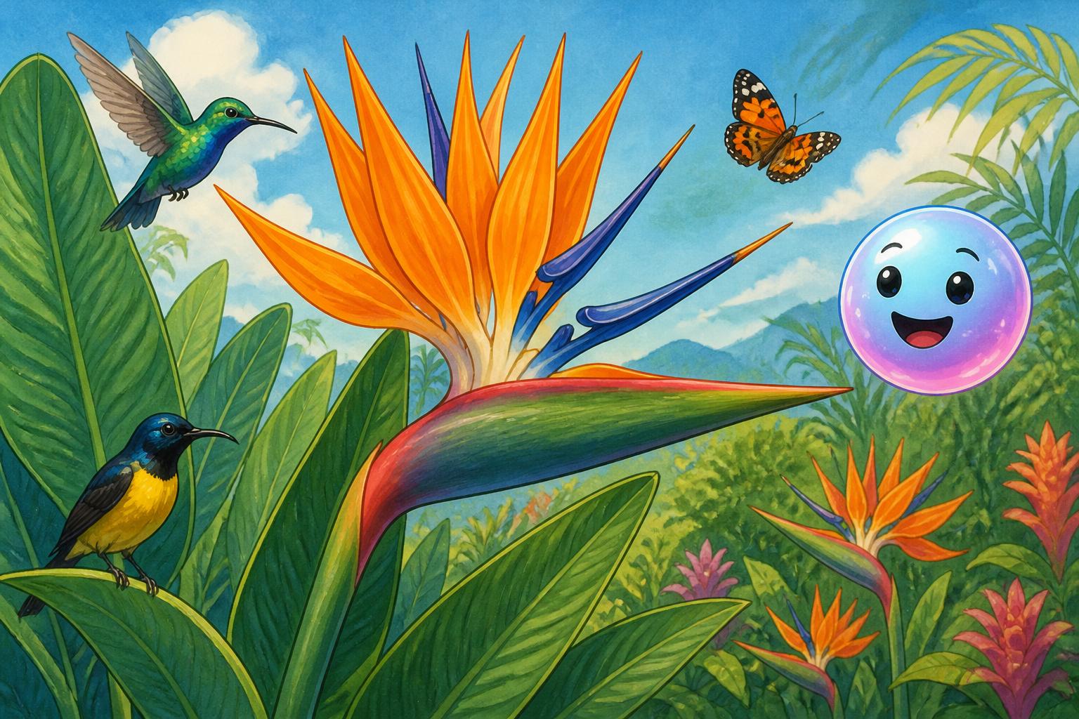 El vuelo inmóvil de la flor ave del paraíso
