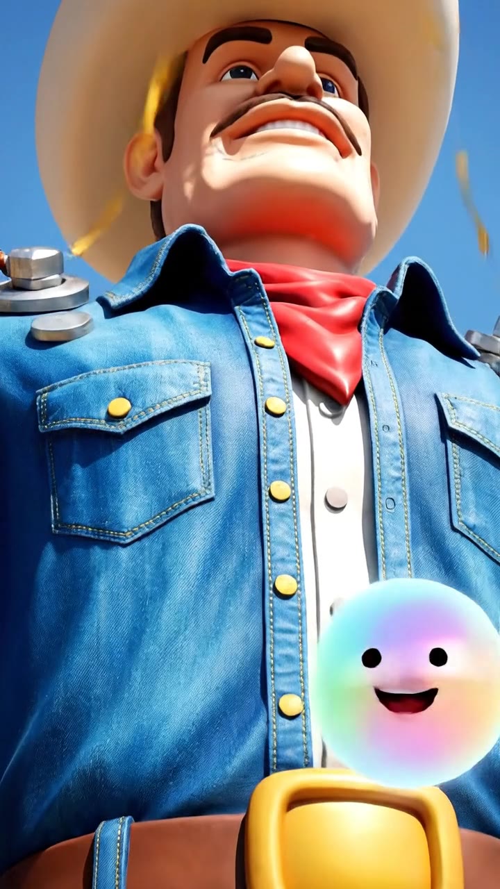 Dressing a 55-foot giant cowboy