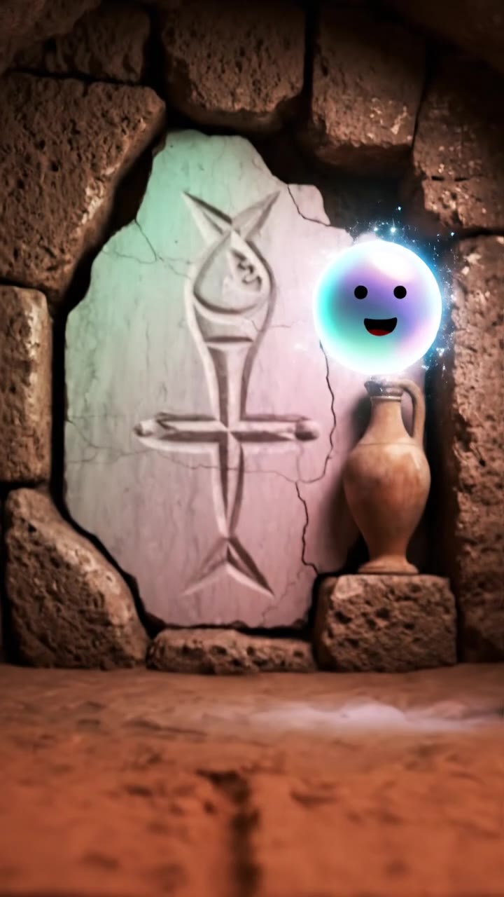 Símbolo del pez primitivo y los trazos en la arena