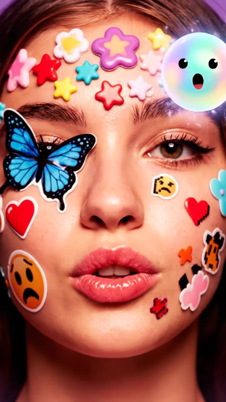 Olivia Rodrigo's SOUR Sticker-Face Visual Aesthetic