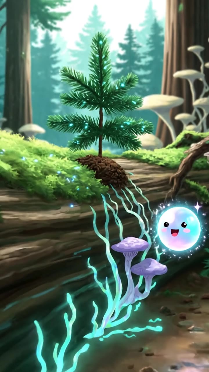 Roots plug in, / Whispering news, / Feeding the forest!