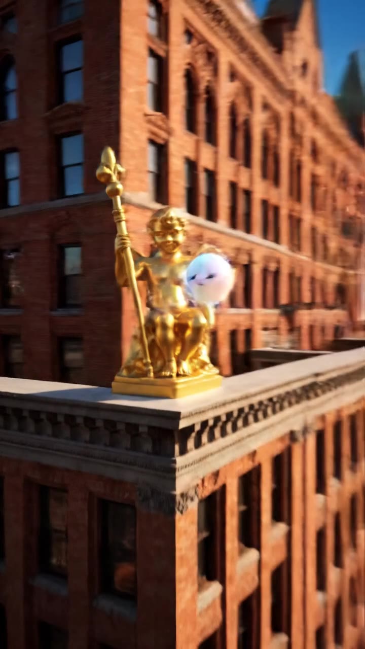 Two Golden Puck Statues on the Puck Building