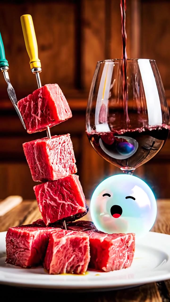 No cheese melting / Just hot oil / Burgundy beef!