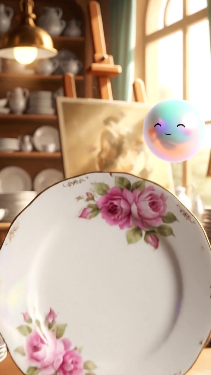 Which Artist Painted Roses on Porcelain Plates?