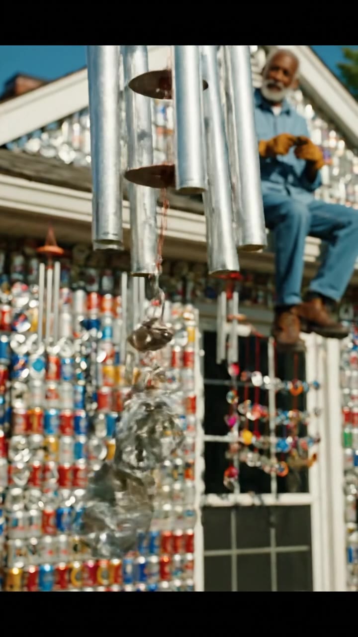 The musical wind chimes made of pull-tabs