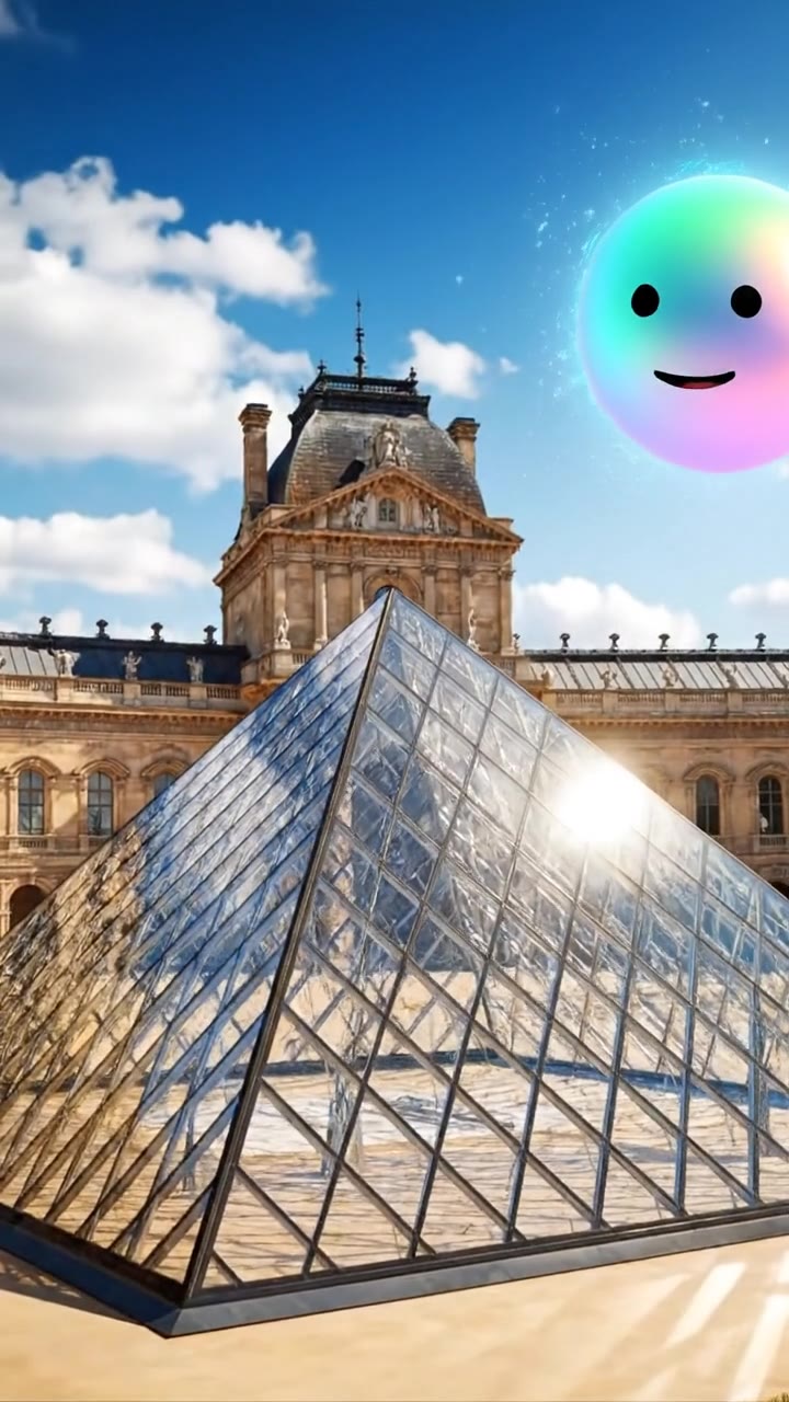 The controversial glass pyramid of I.M. Pei