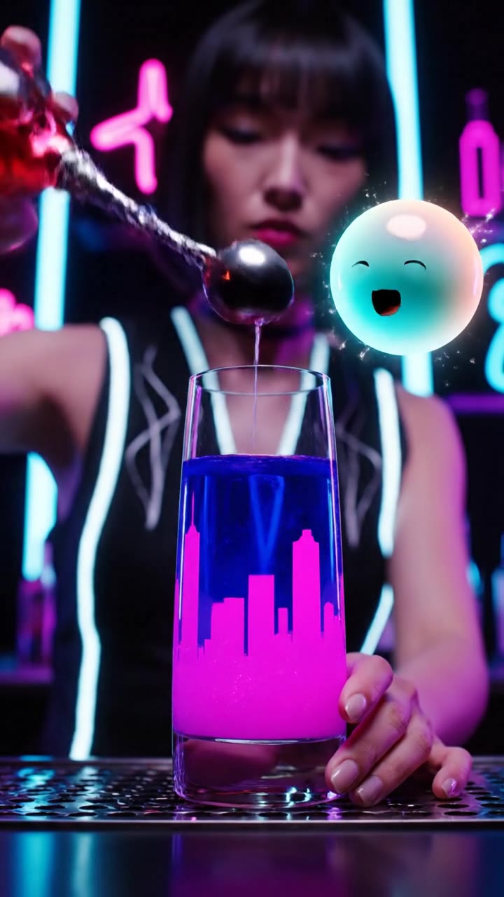 Layered Cityscape Mocktail: Cyberpunk Anime Drink Recipe