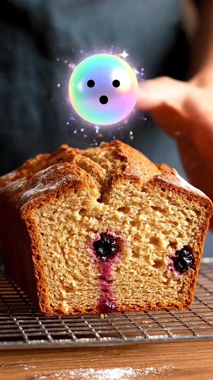 Moras azules en la masa de pan de plátano