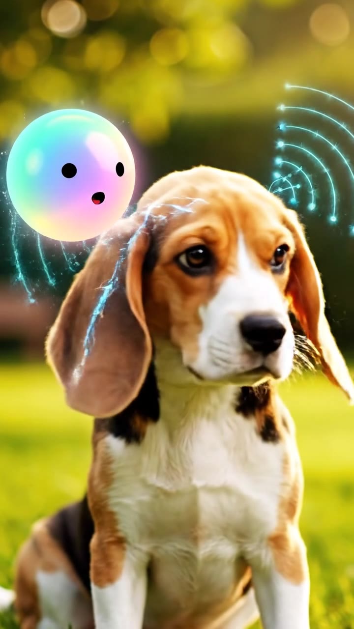 Perro que mueve las orejas como antenas