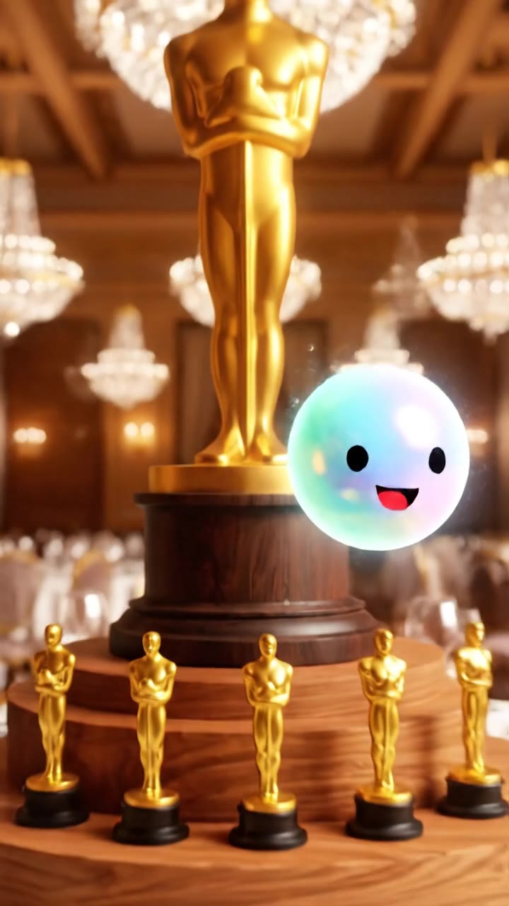 A golden trophy standing tall and grand, With seven mini
