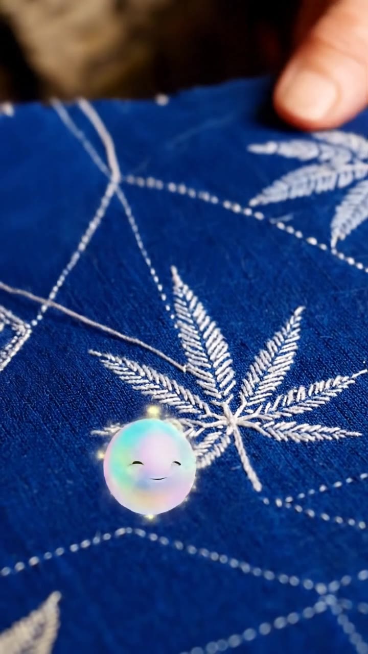 Stitching poetry with hemp leaves