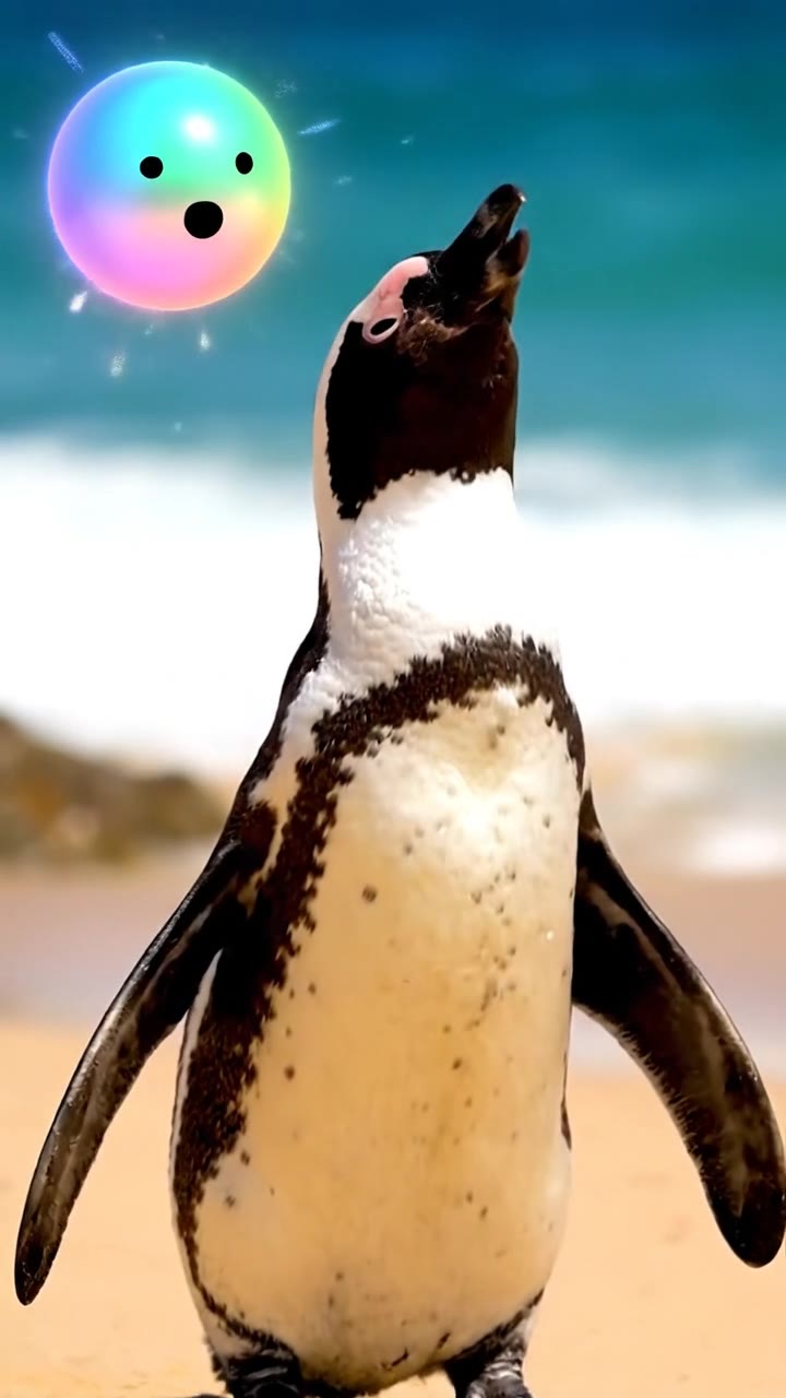 Pingüino que rebuzna en la playa y especies
