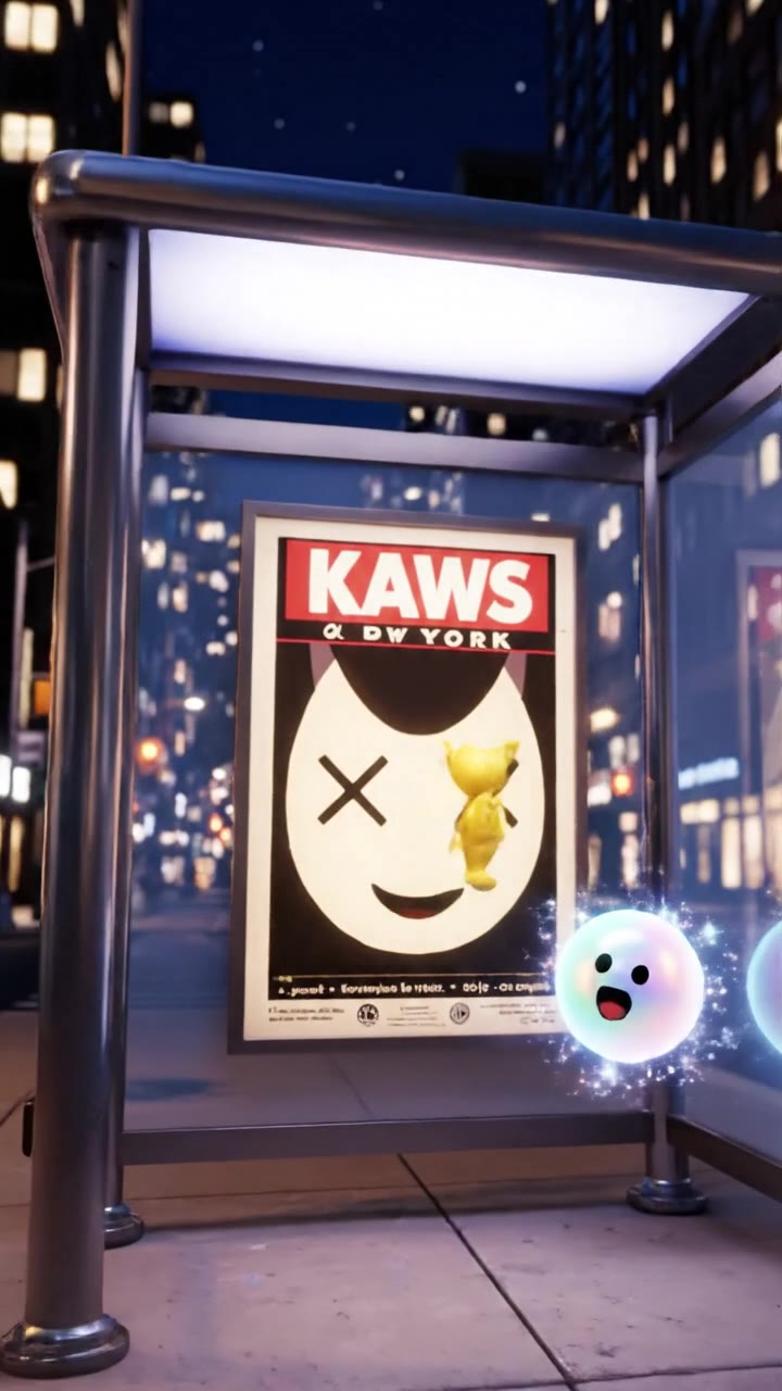 Gusano de colores, / ojos con equis, / ¡primer KAWS de la