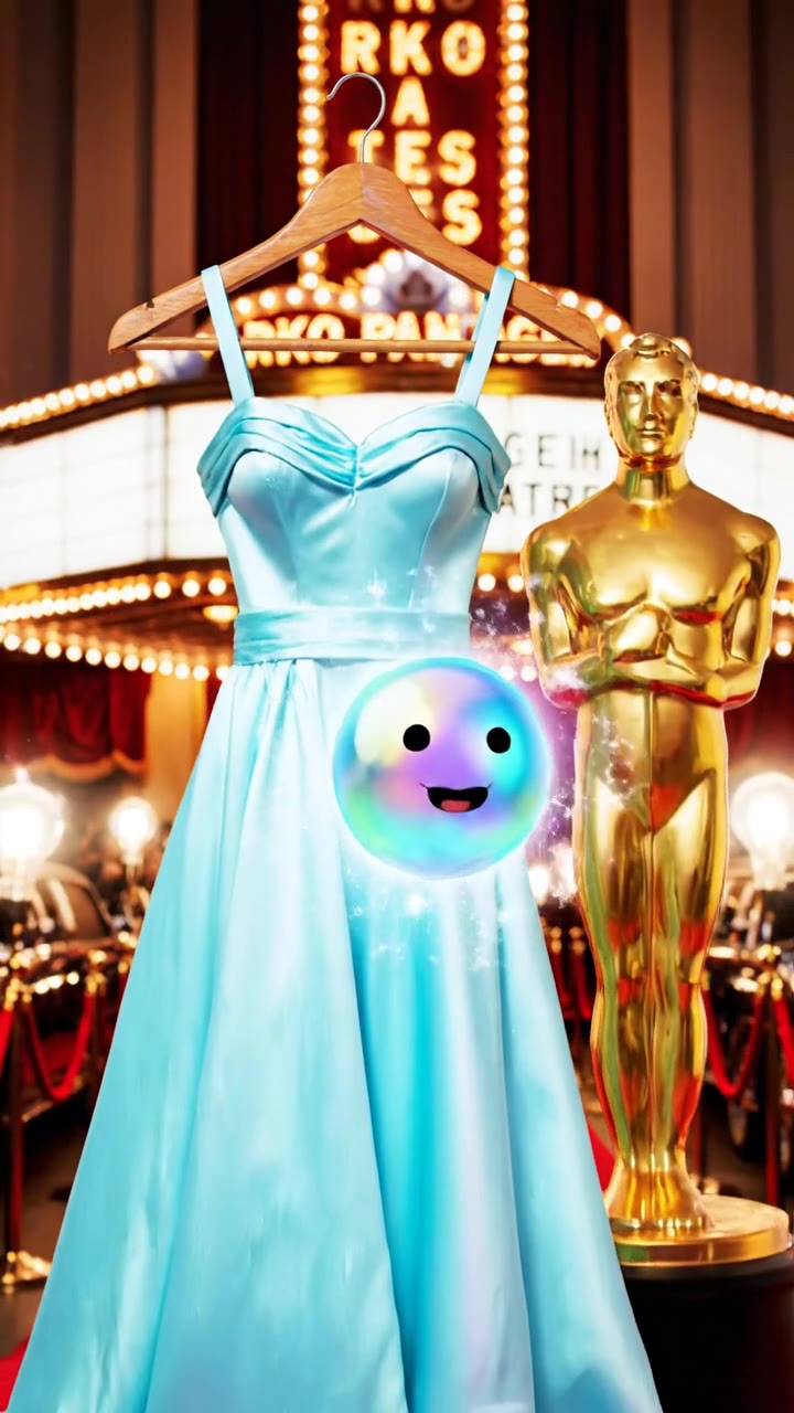 Who Won a Golden Trophy in an Ice-Blue Satin Gown?