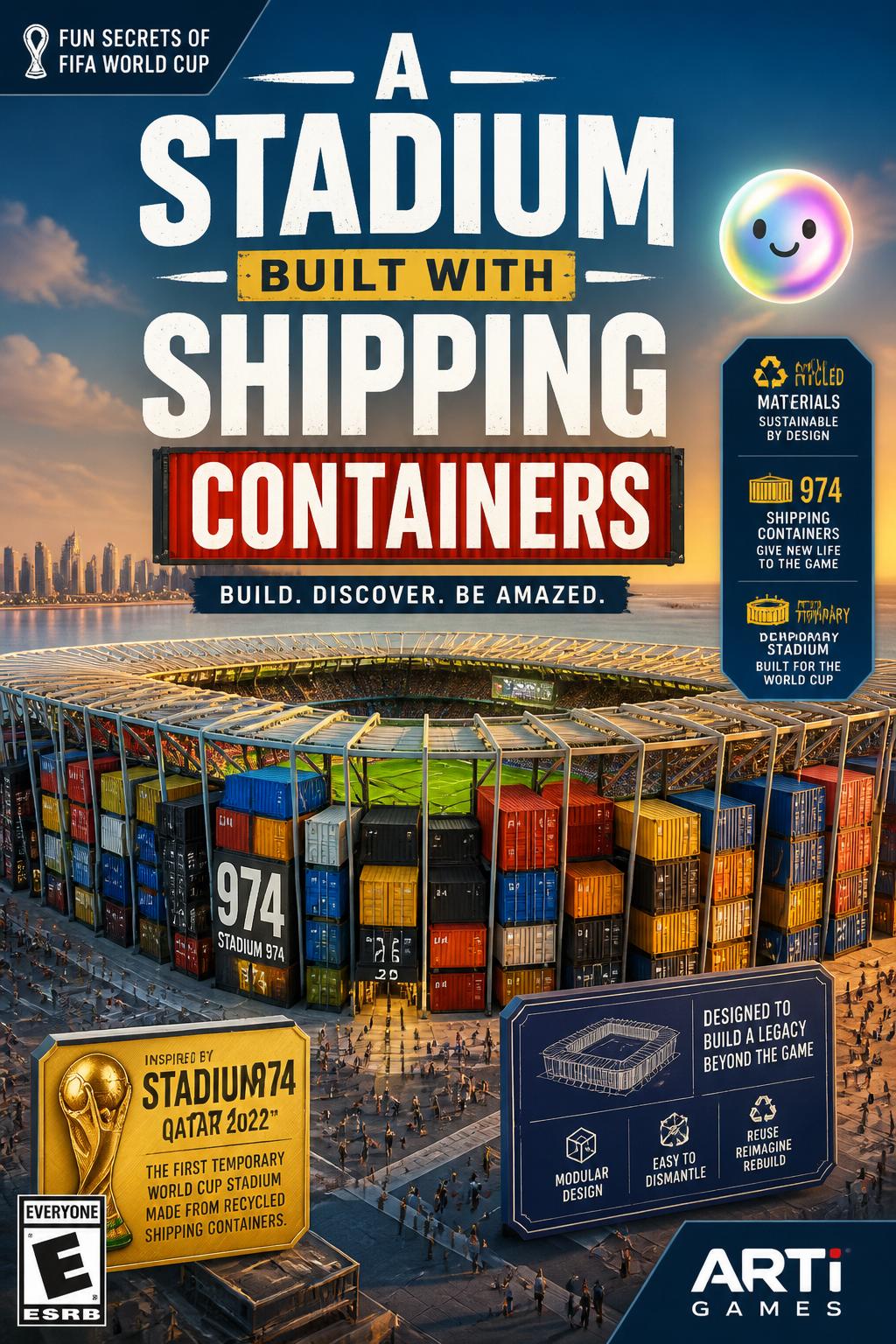 A stadium built with shipping containers