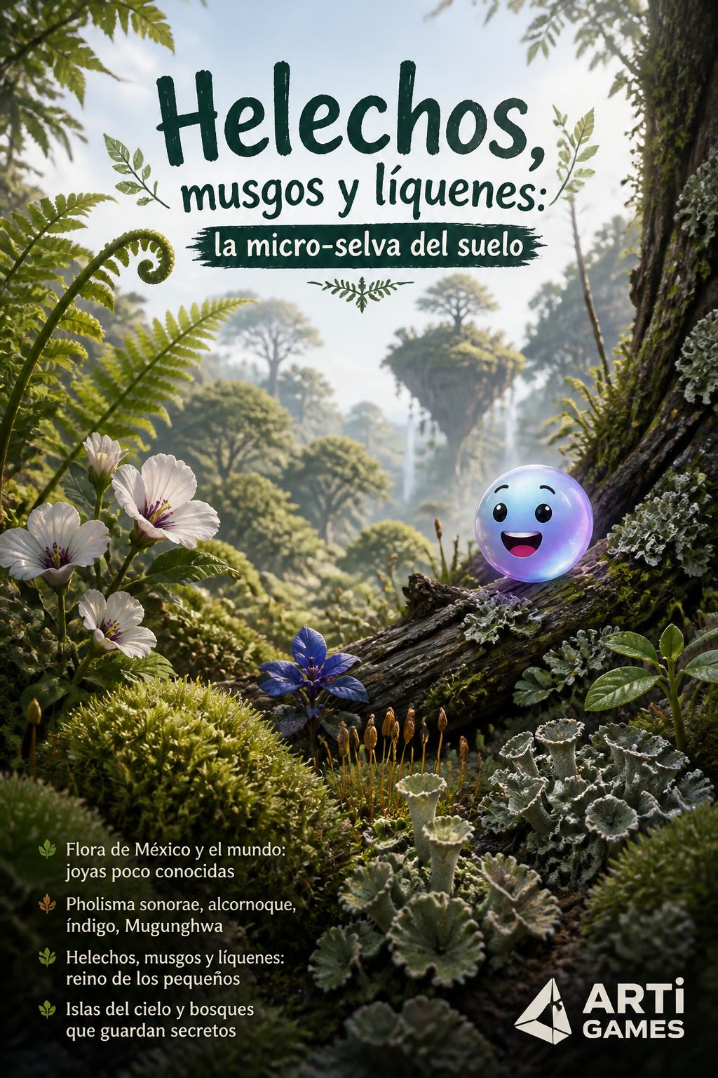 Helechos, musgos y líquenes: la micro-selva del suelo