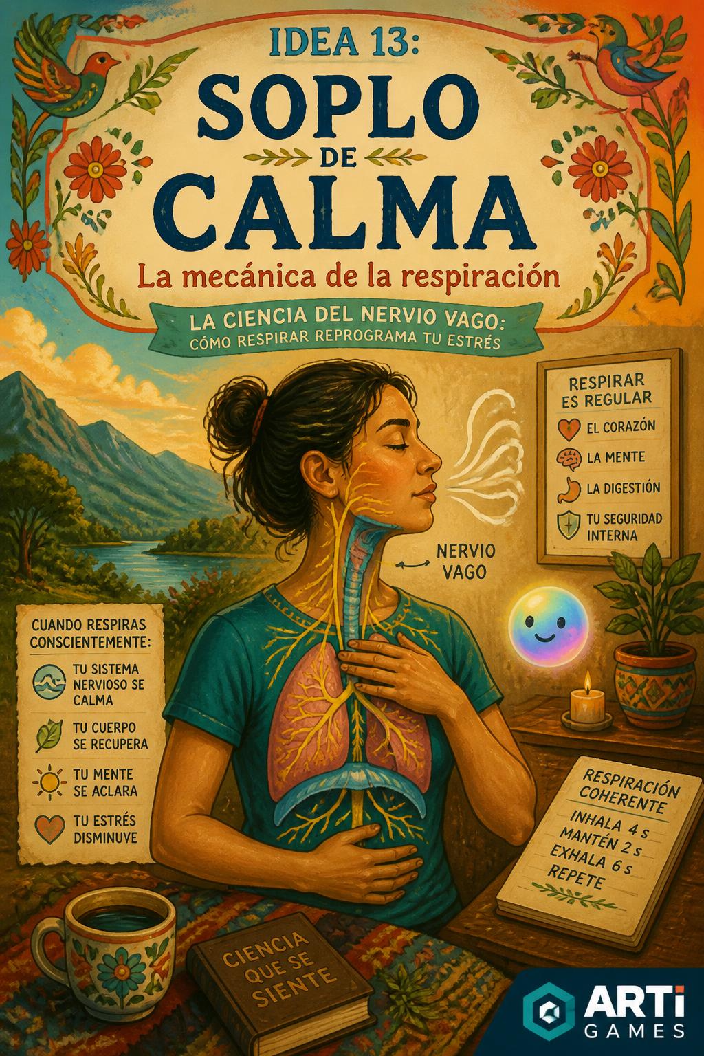 Idea 13:* Soplo de Calma (Simple, inviting).
    *   *