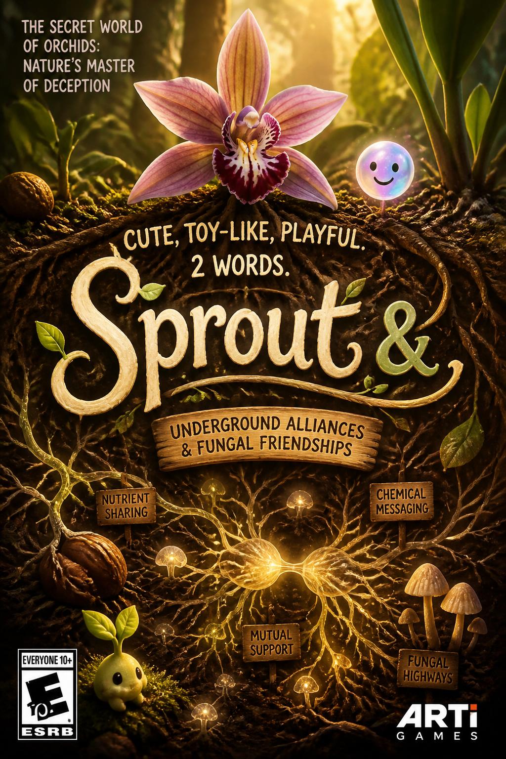 Cute, toy-like, playful. 2 words.
    *   Sprout &