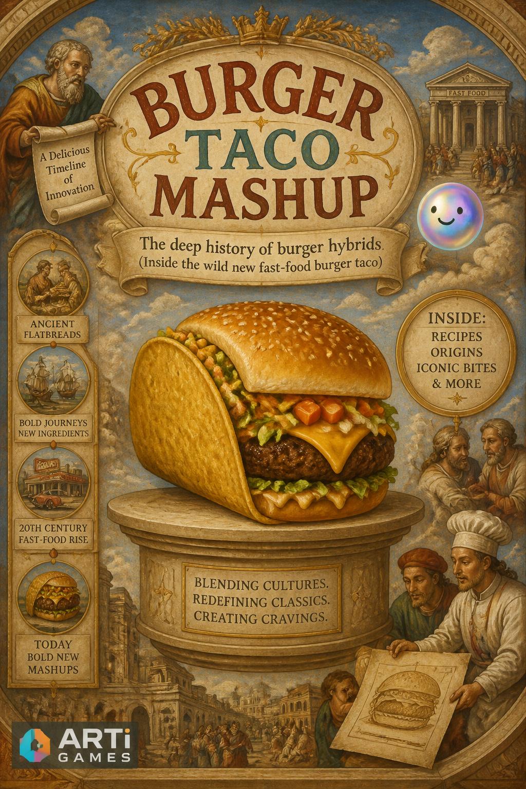 (Simple, playful):* Burger Taco Mashup.
    *   *Idea 13:*