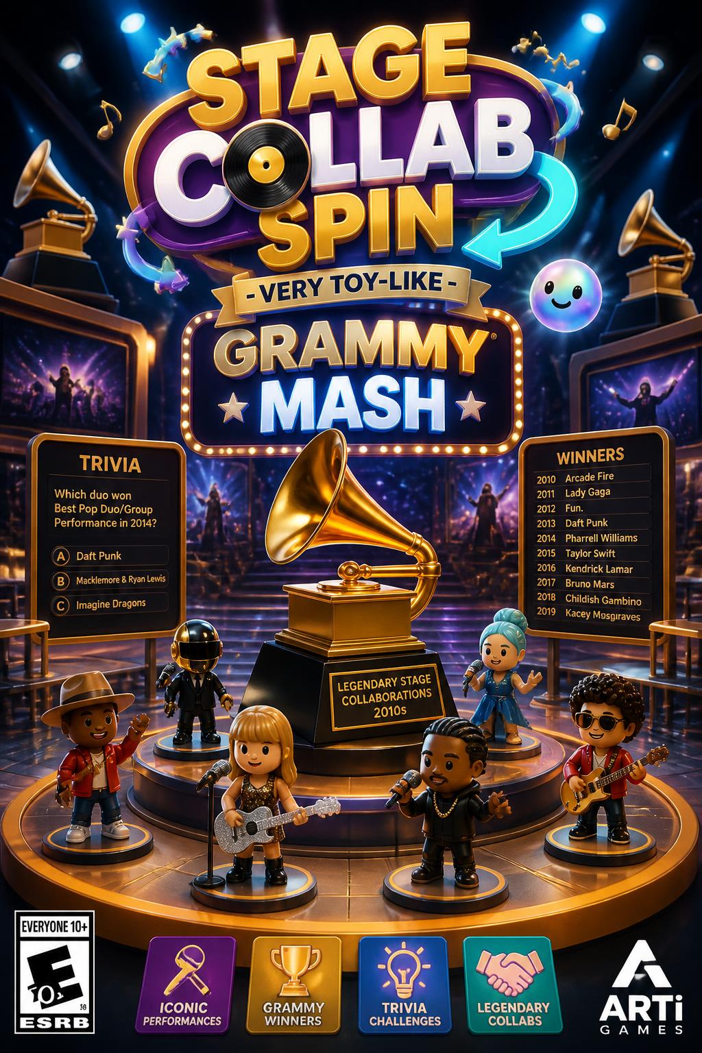 Stage Collab Spin - very toy-like.
    *   Grammy Mash
