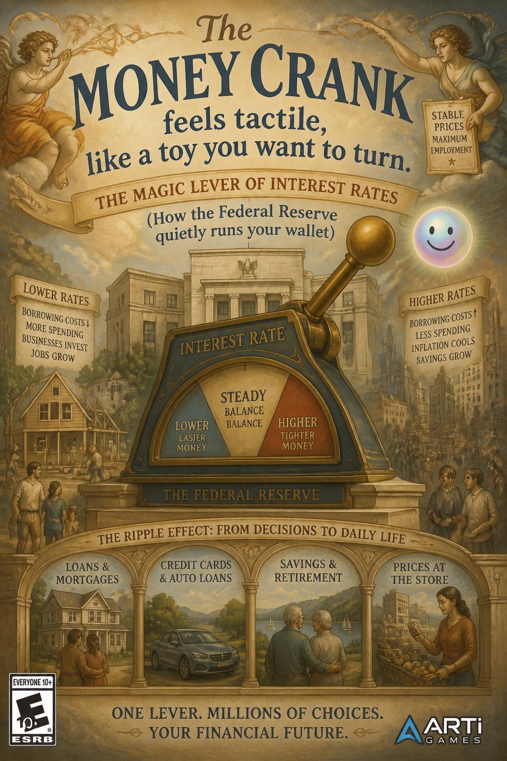 The Money Crank feels tactile, like a toy you want to turn.