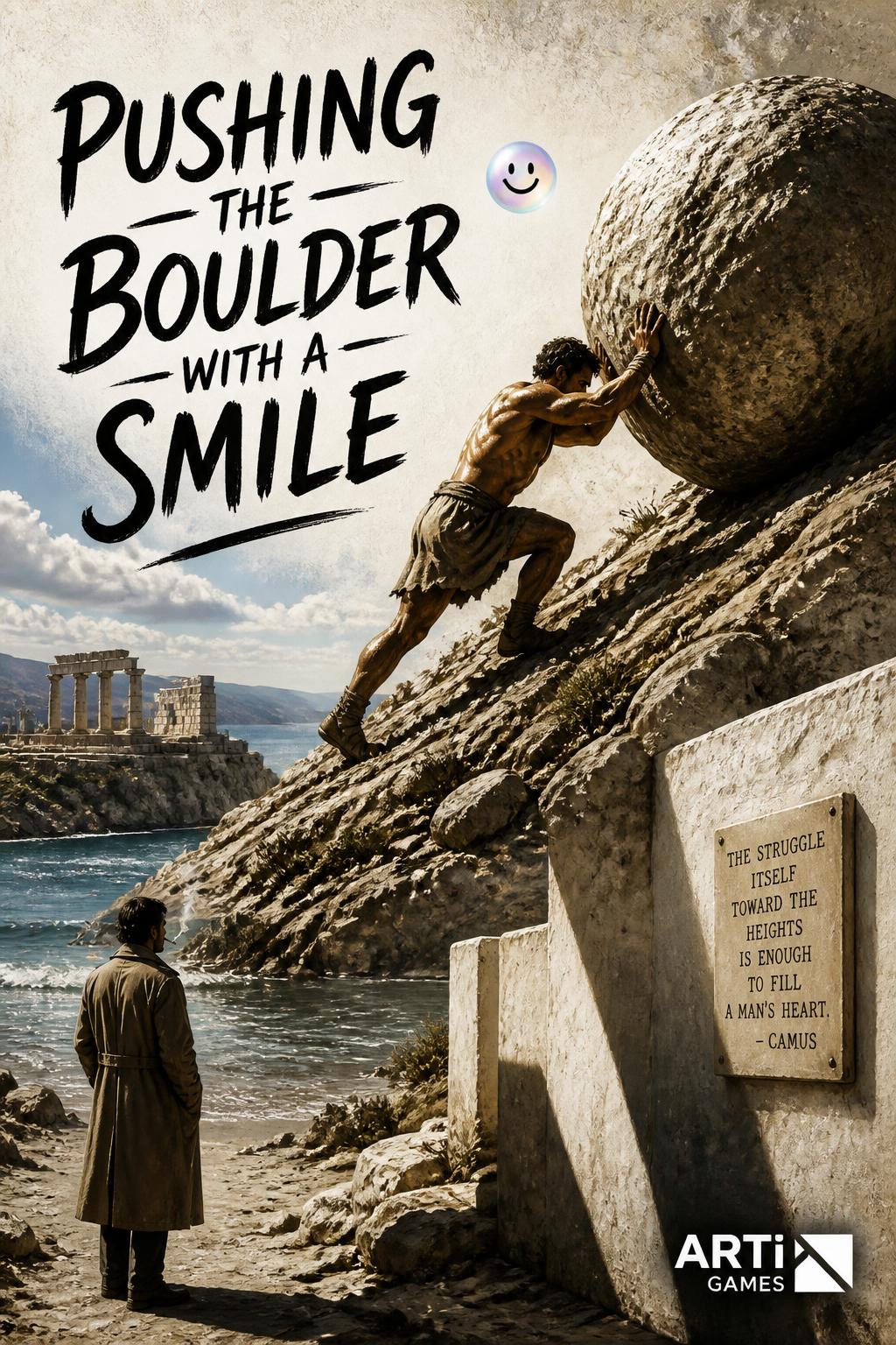 Pushing the boulder with a smile