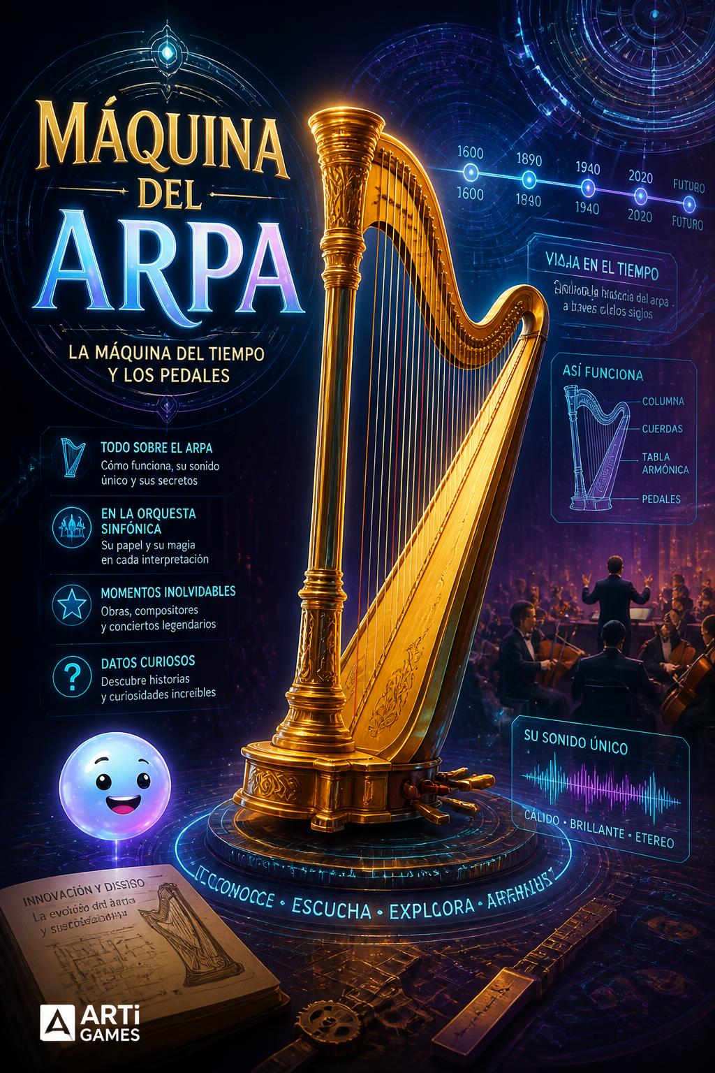 Máquina del Arpa (Harp Machine) - 3 words.
        *   Arpa