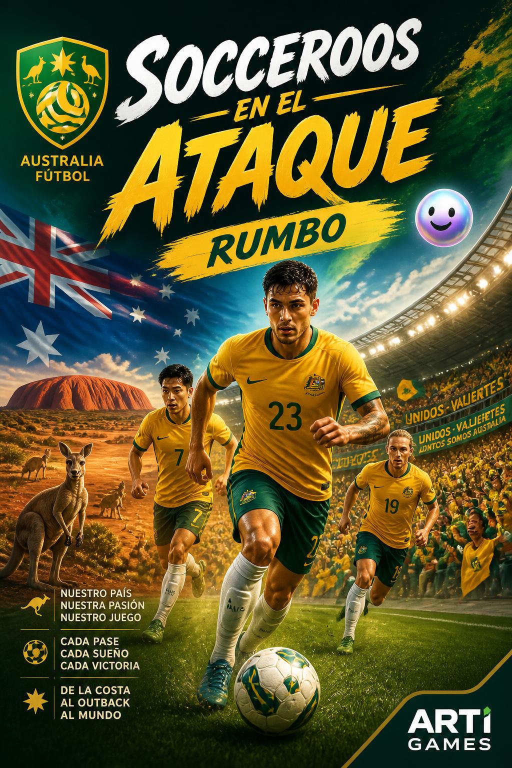 Socceroos on the Attack) - 3 words.
    *   *Rumbo