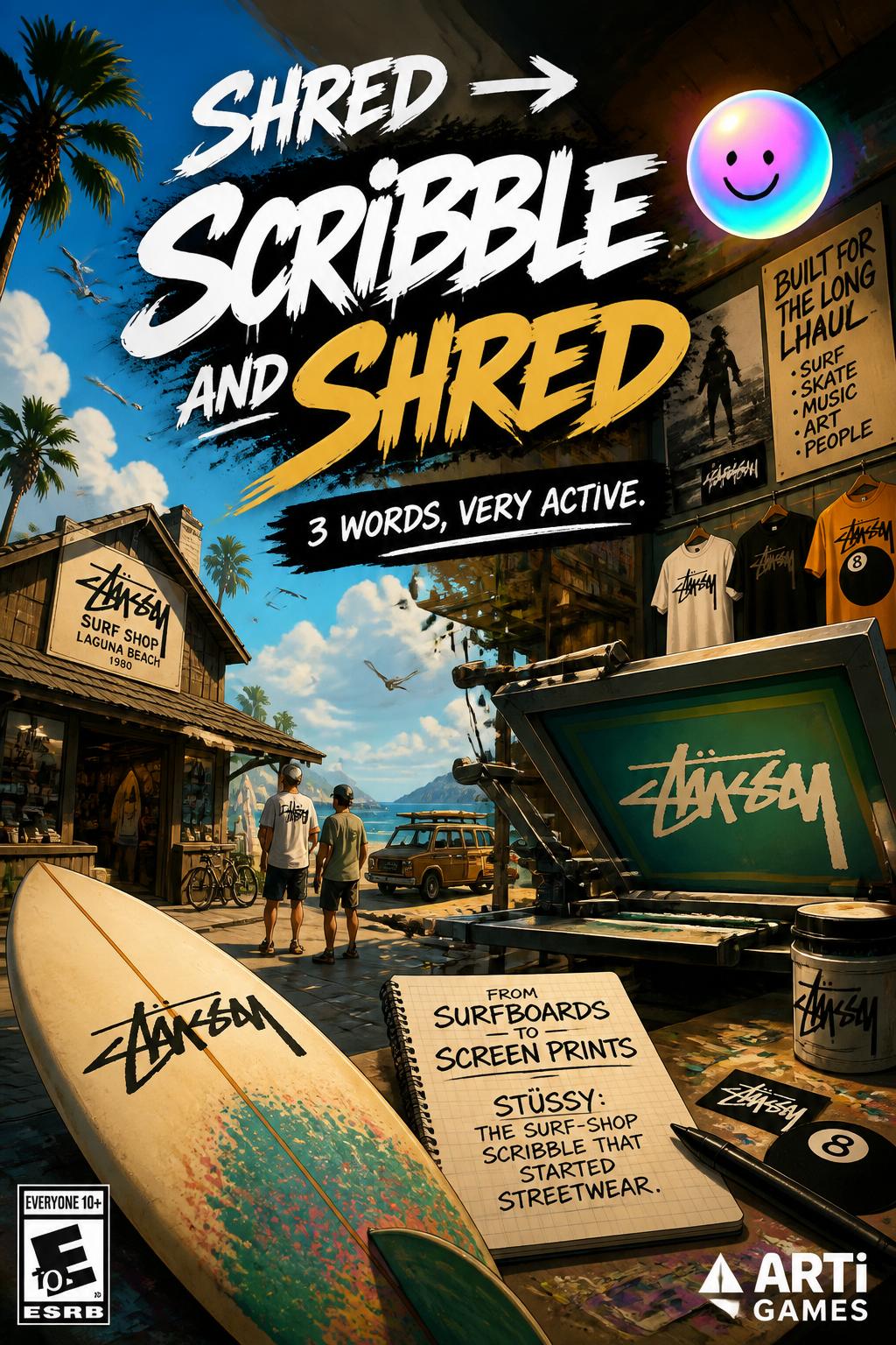 Shred -> Scribble and Shred - 3 words, very active.