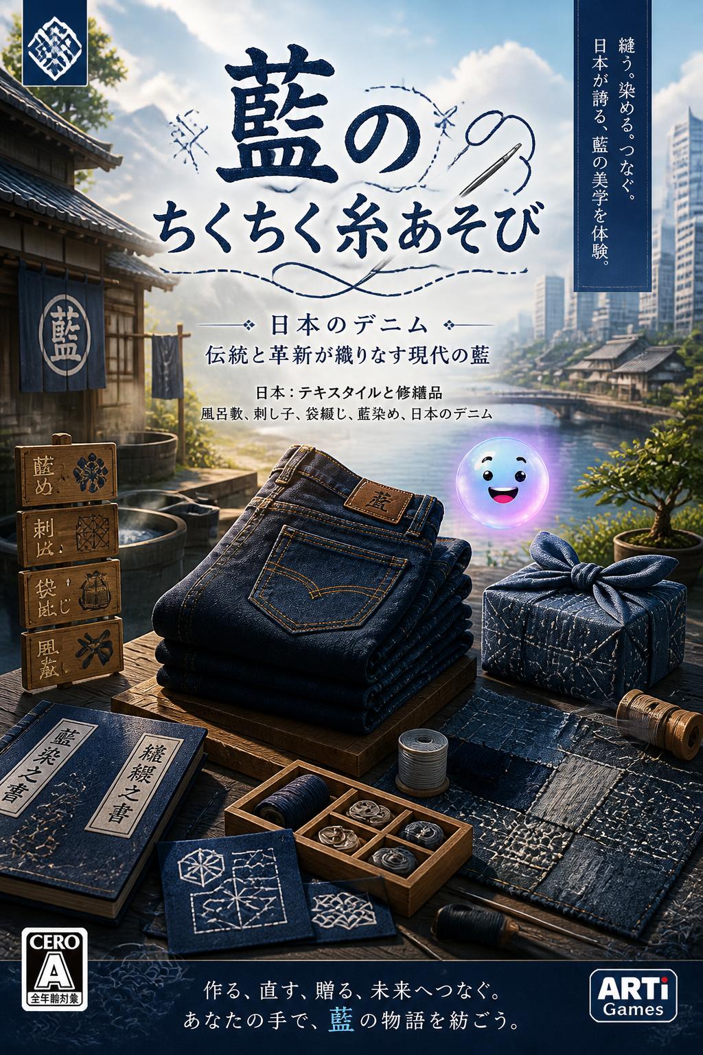 藍のちくちく糸あそび
