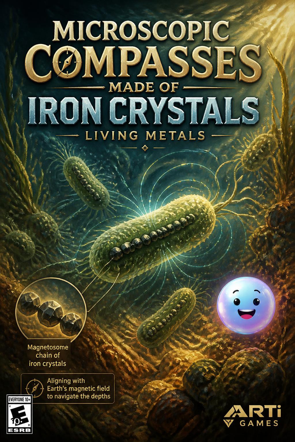Microscopic compasses made of iron crystals