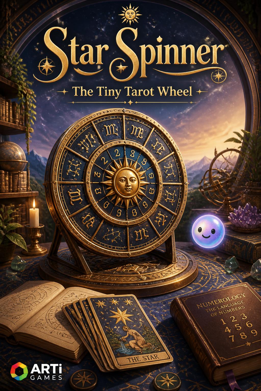 *Star Spinner* (2 words)
* *The Tiny Tarot Wheel