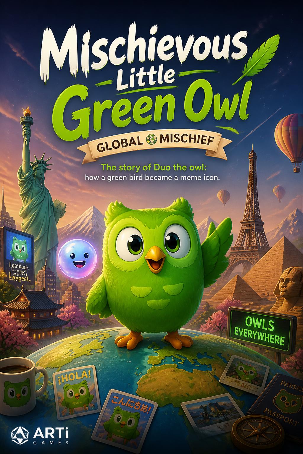 Mischievous Little Green Owl
