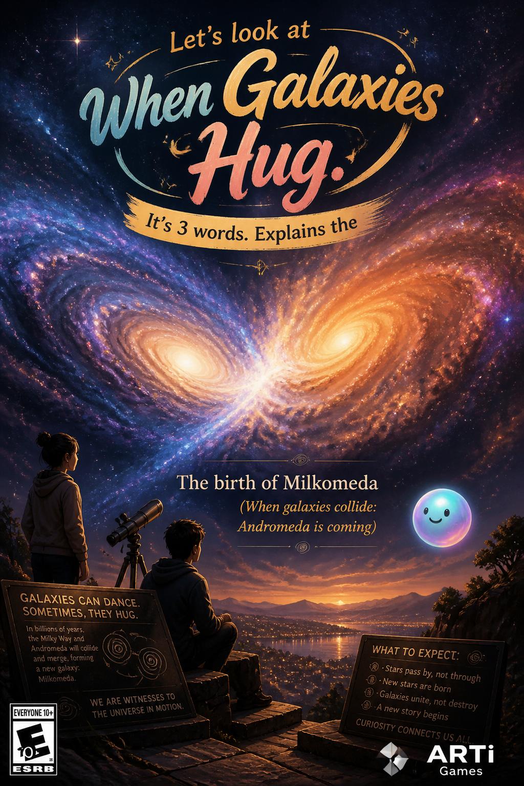 Let's look at When Galaxies Hug. It's 3 words. Explains the