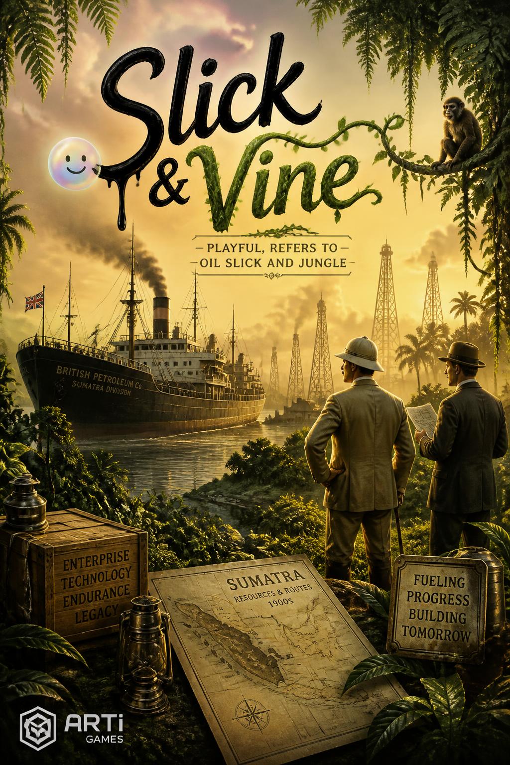 Slick & Vine - Playful, refers to oil slick and jungle