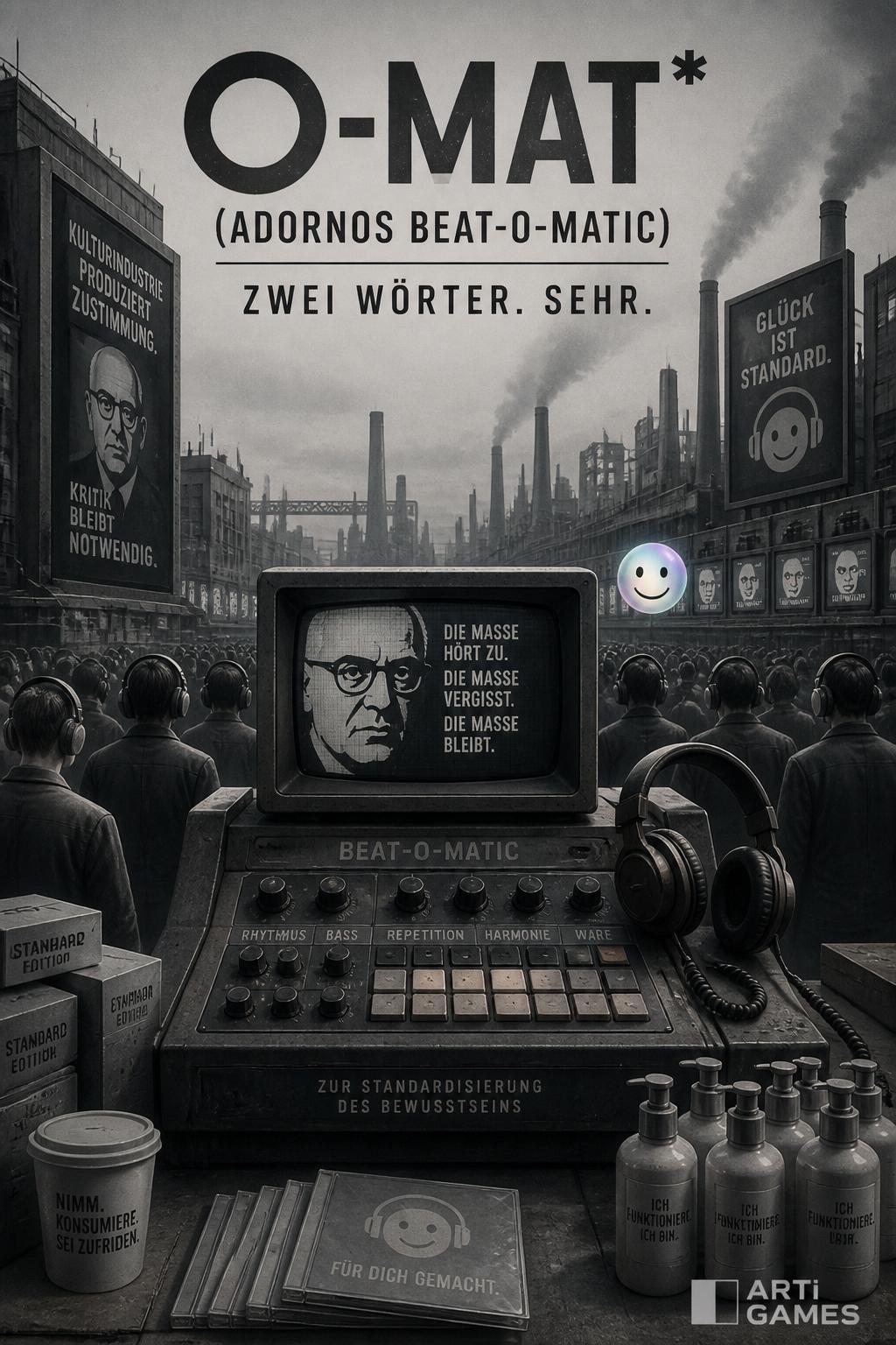 O-Mat* (Adorno's Beat-O-Matic) - 2 words. Very