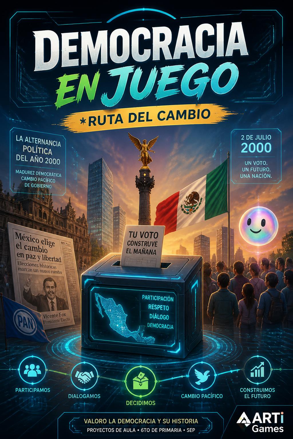 Democracy in Play) - 3 words.
* *Ruta del Cambio