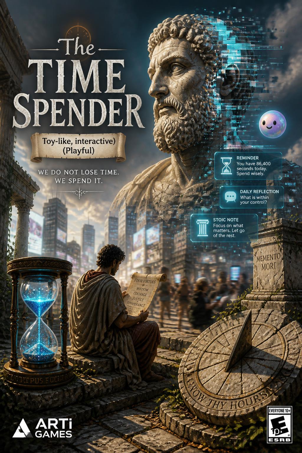 Toy-like, interactive)
    *   *The Time Spender* (Playful)