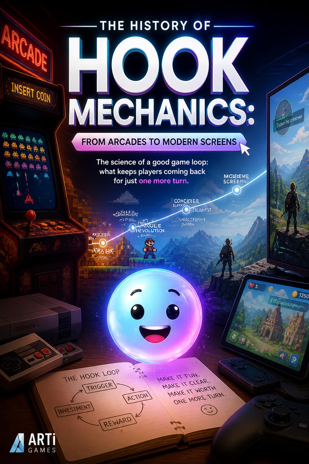 The history of hook mechanics: From arcades to modern screens (The science of a good game loop: what keeps players coming back for just one more turn.)