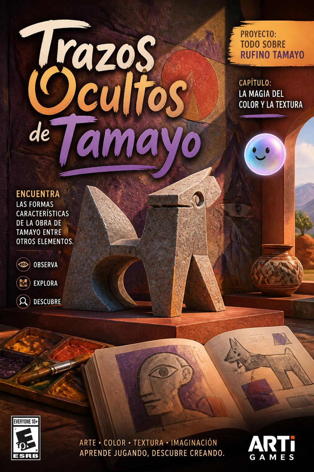 Encuentra las formas características de la obra de Tamayo entre otros elelemntos