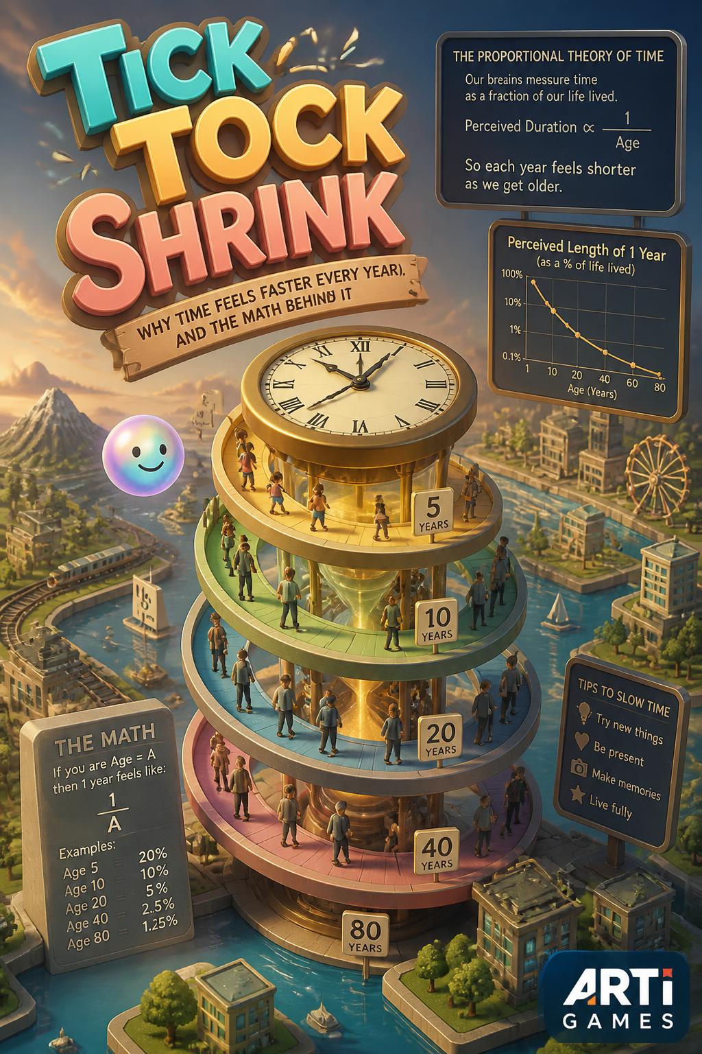Tick Tock Shrink (3 words) - playful.
    *   *