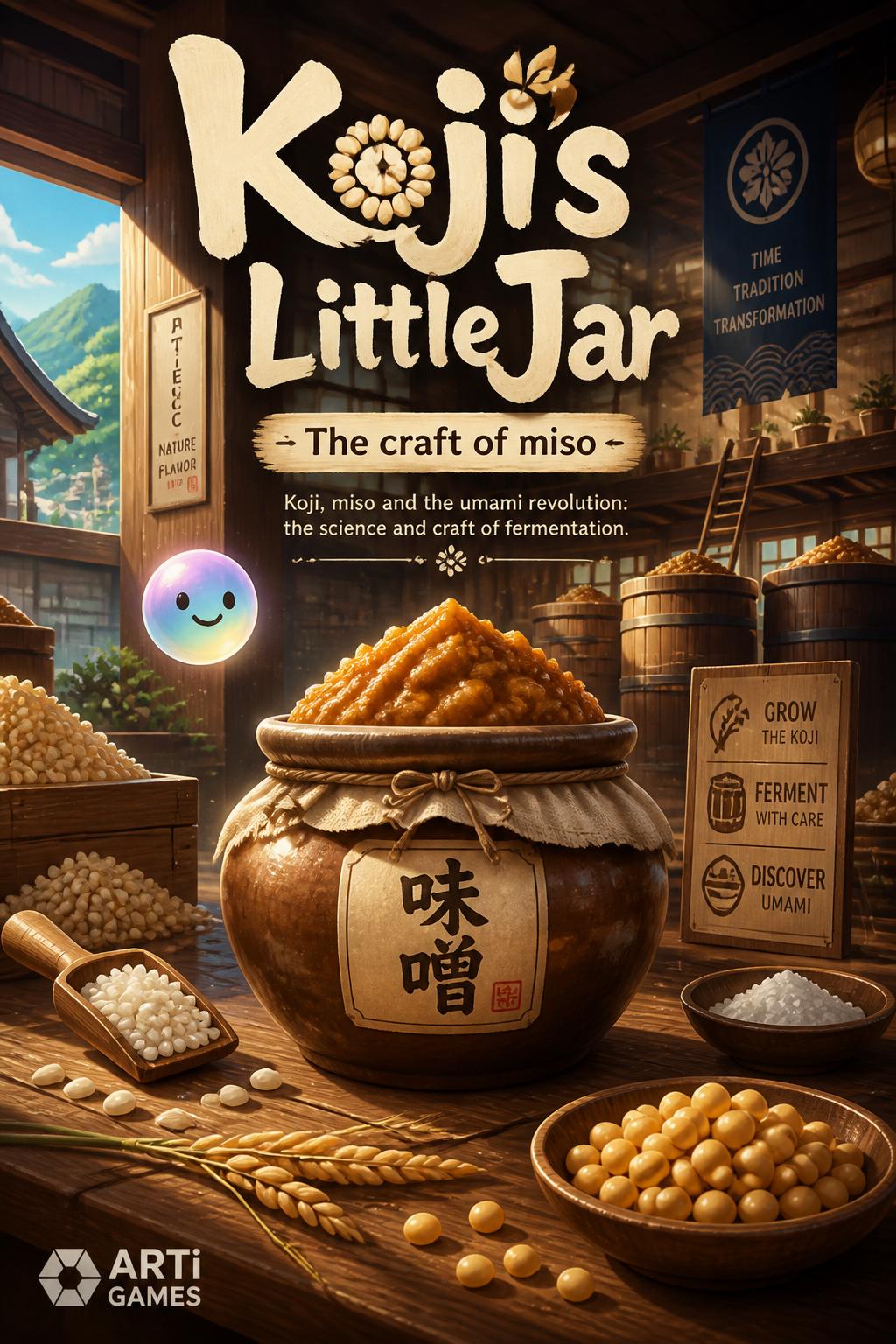 Koji's Little Jar (3 words) - Inviting, physical toy feel.