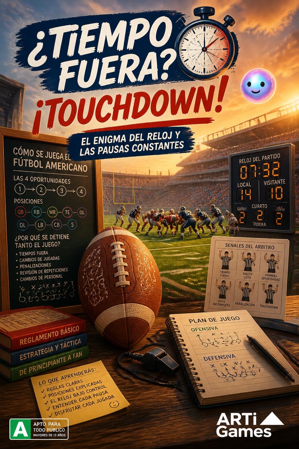 Time Out? Touchdown!) - 3 words.
    *   *El En