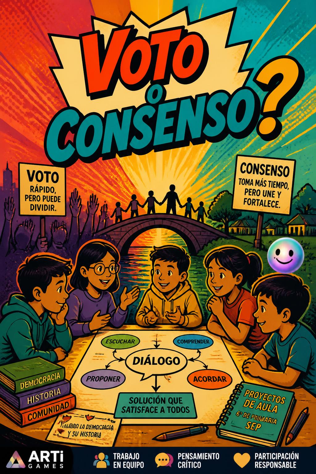 Voto o Consenso?* (Vote or Consensus? - 3 words).