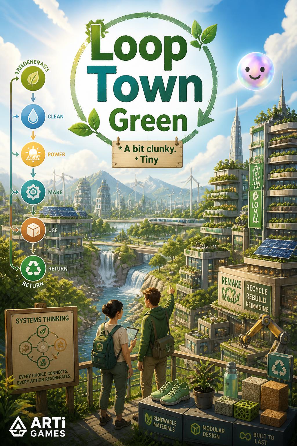 Loop Town Green (3 words) - A bit clunky.
    *   *Tiny