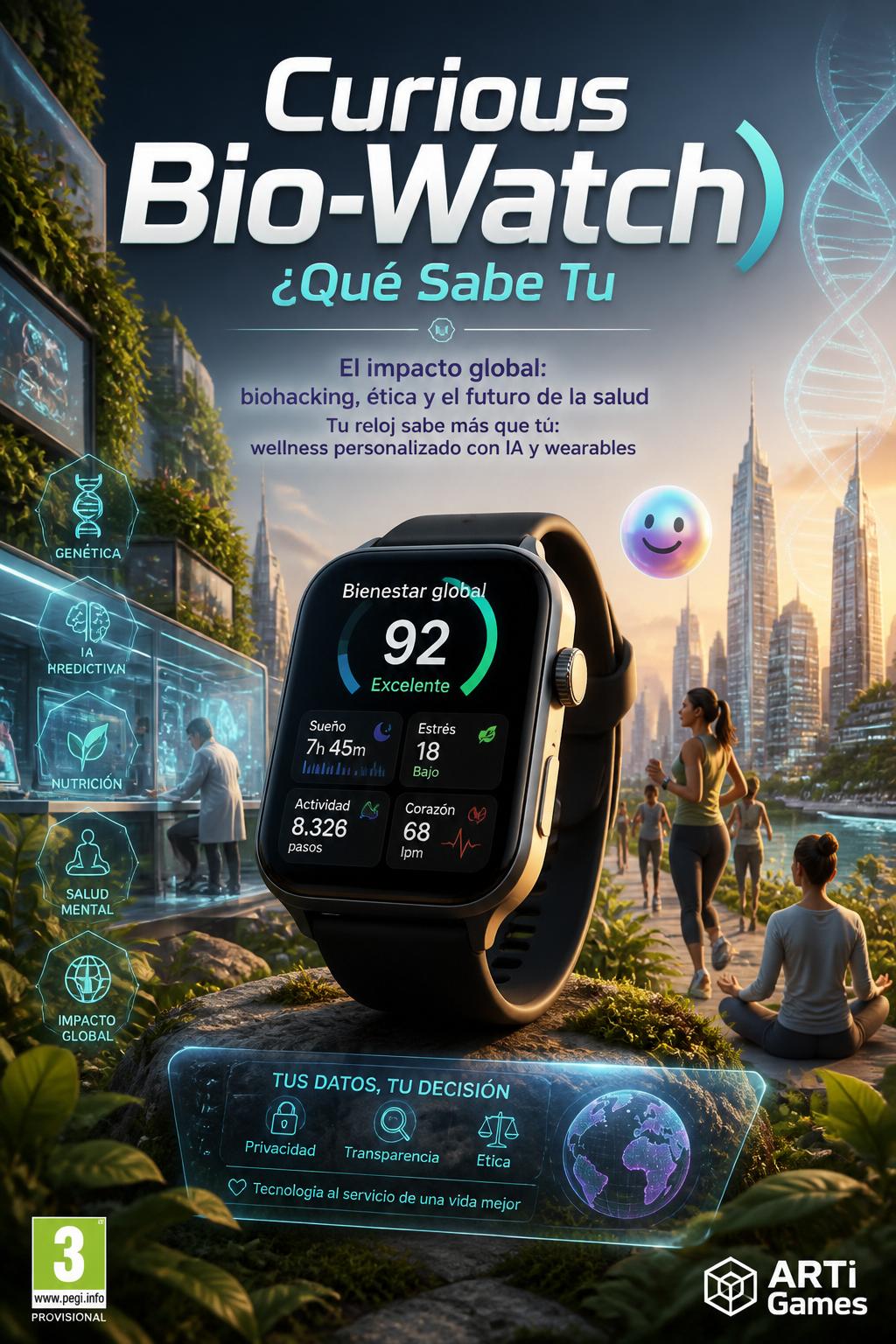 Curious Bio-Watch) - 3 words.
    *   *¿Qué Sabe Tu
