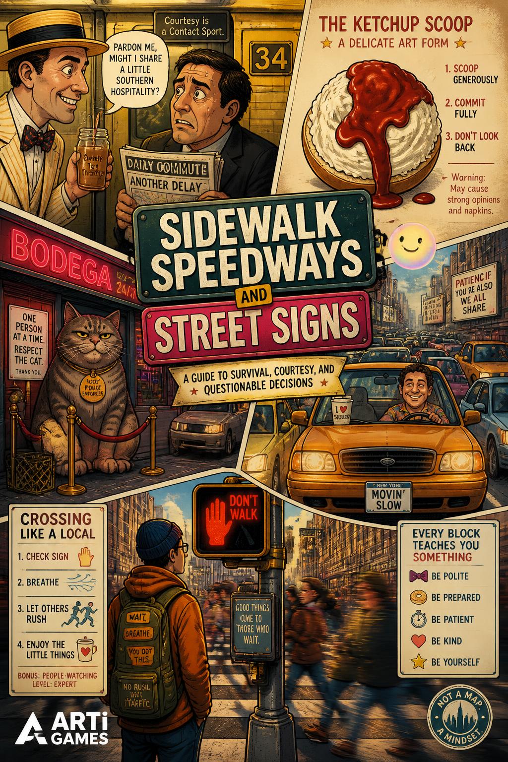Sidewalk speedways and street signs