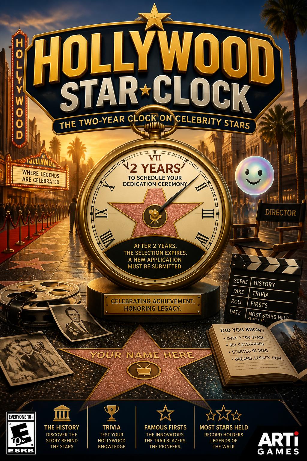 Hollywood Star Clock