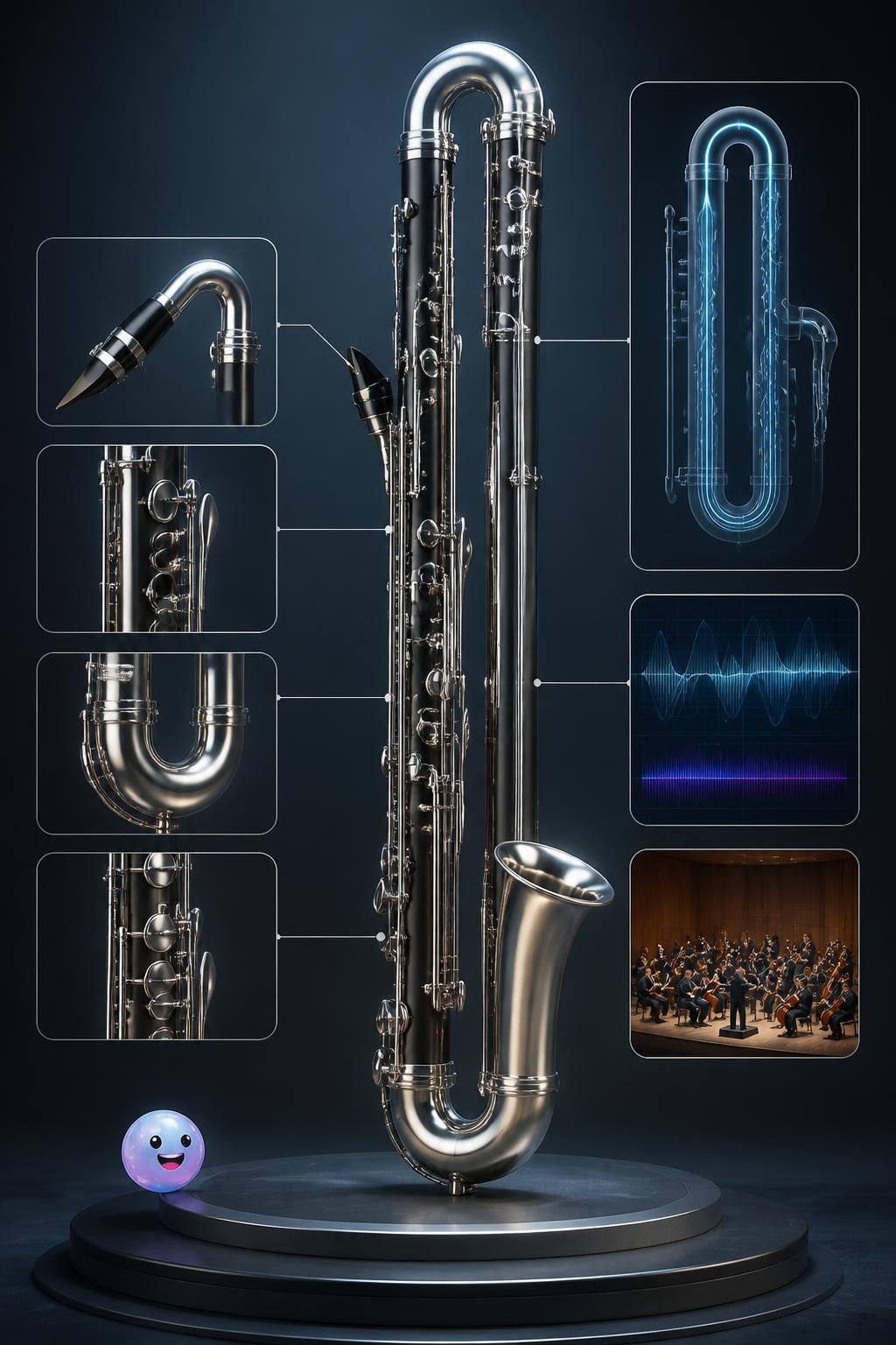 O gigante clarinete contrabaixo de metal