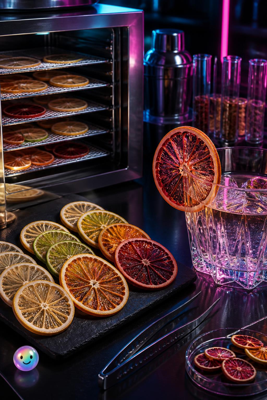 Dehydrated neon citrus wheels